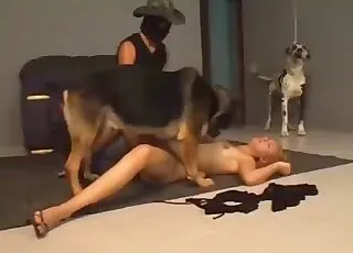 Lusty gf enjoys a nice trained doggy in the yard